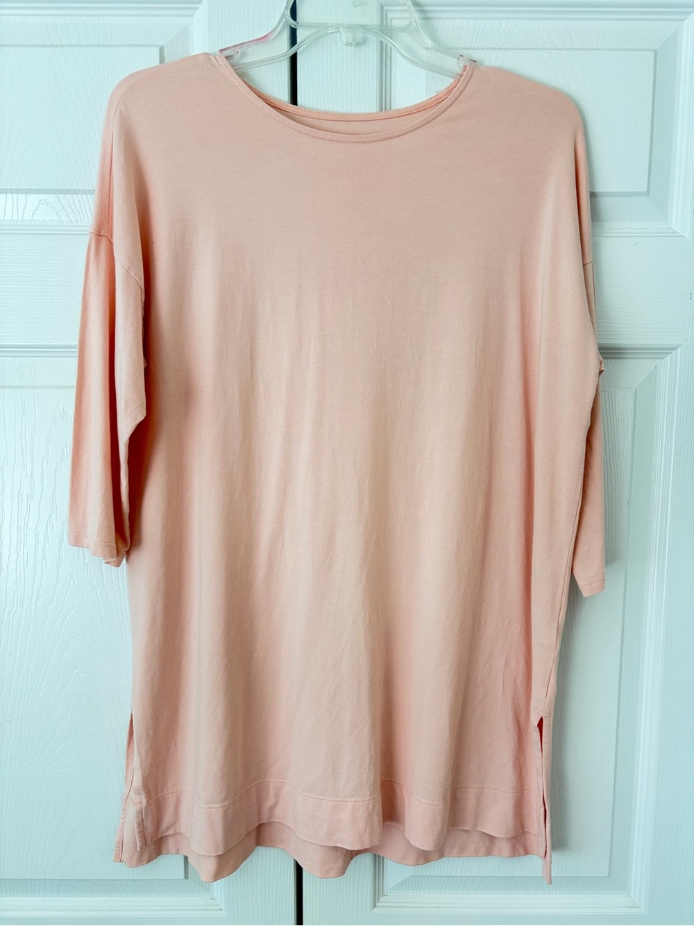 NWOT J.Jill Pink Luxe Supima Ballet Sleeve Cotton Tunic Blouse Shirt Size M
